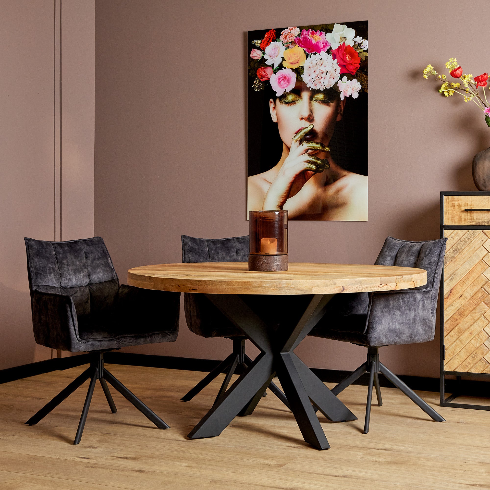 Eetkamertafel Denver | Rond | Mangohout | 110 cm