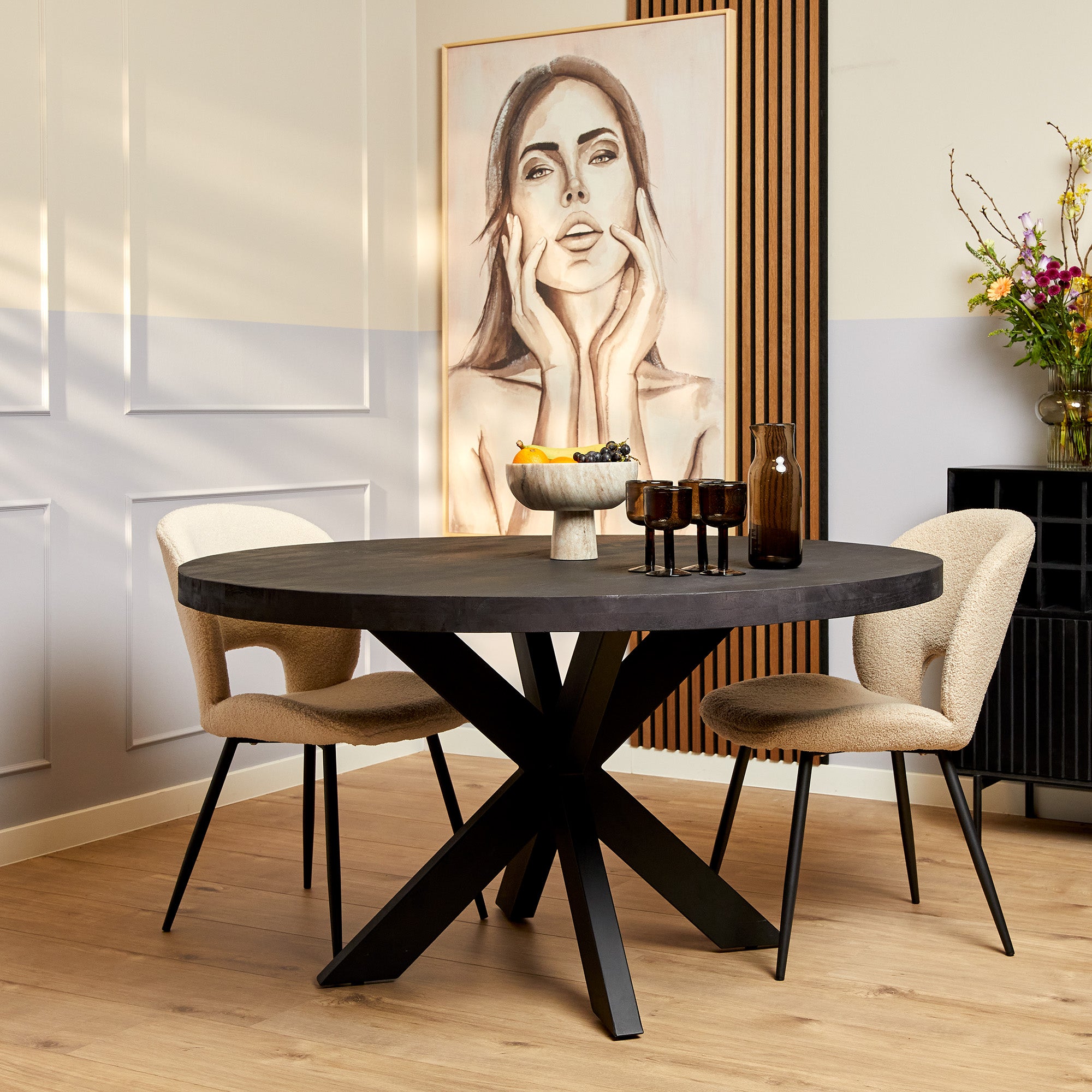 Eetkamertafel Denver Black | Rond | 120 cm