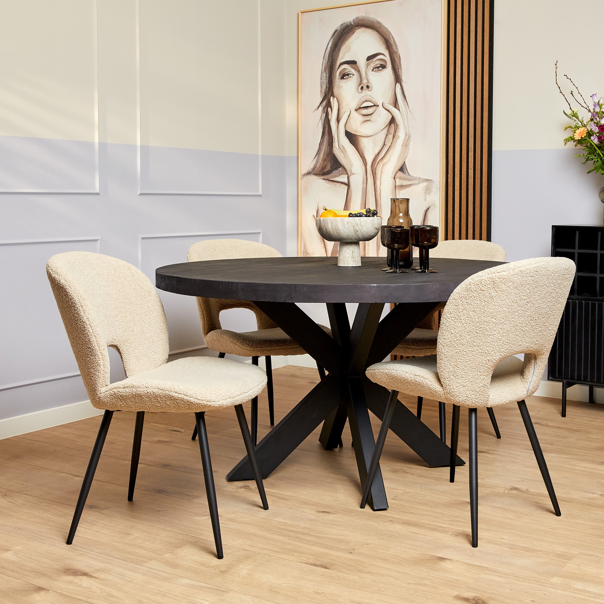 Eetkamertafel Denver Black | Rond | 120 cm