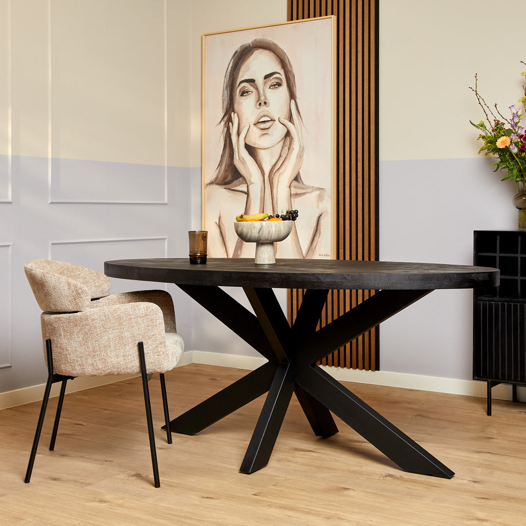 Eetkamertafel Denver Black | Ovaal | 160 cm