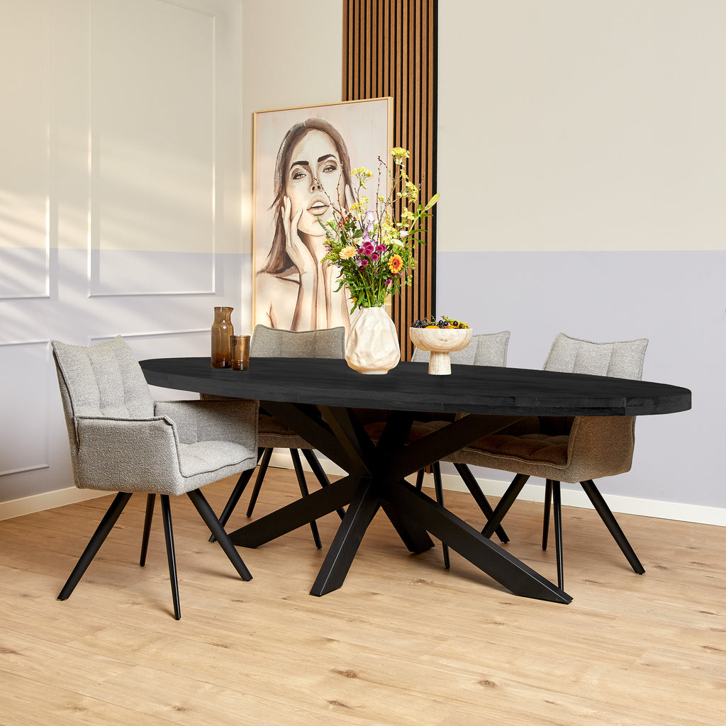 Eetkamertafel Denver Black | Ovaal | 210 cm