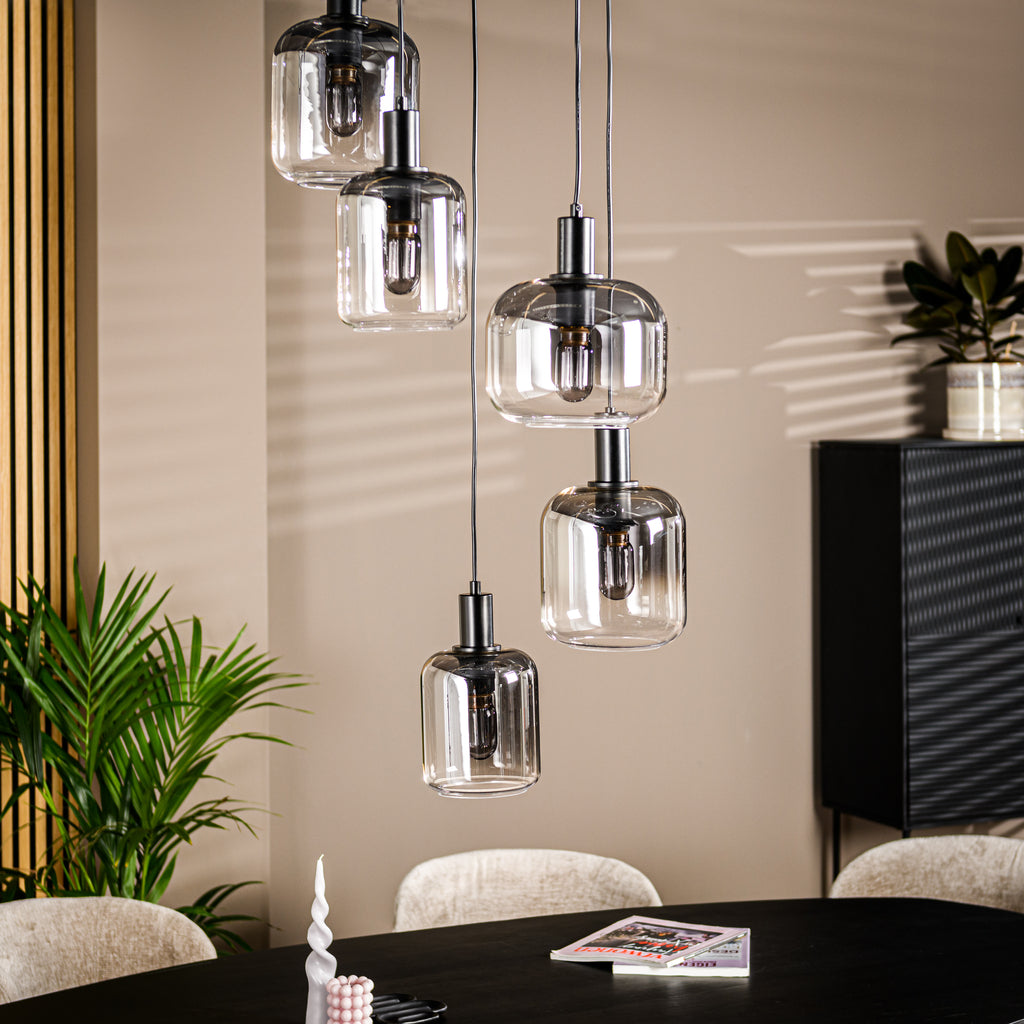 Hanglamp Palermo - 5-lichts - smoke glas